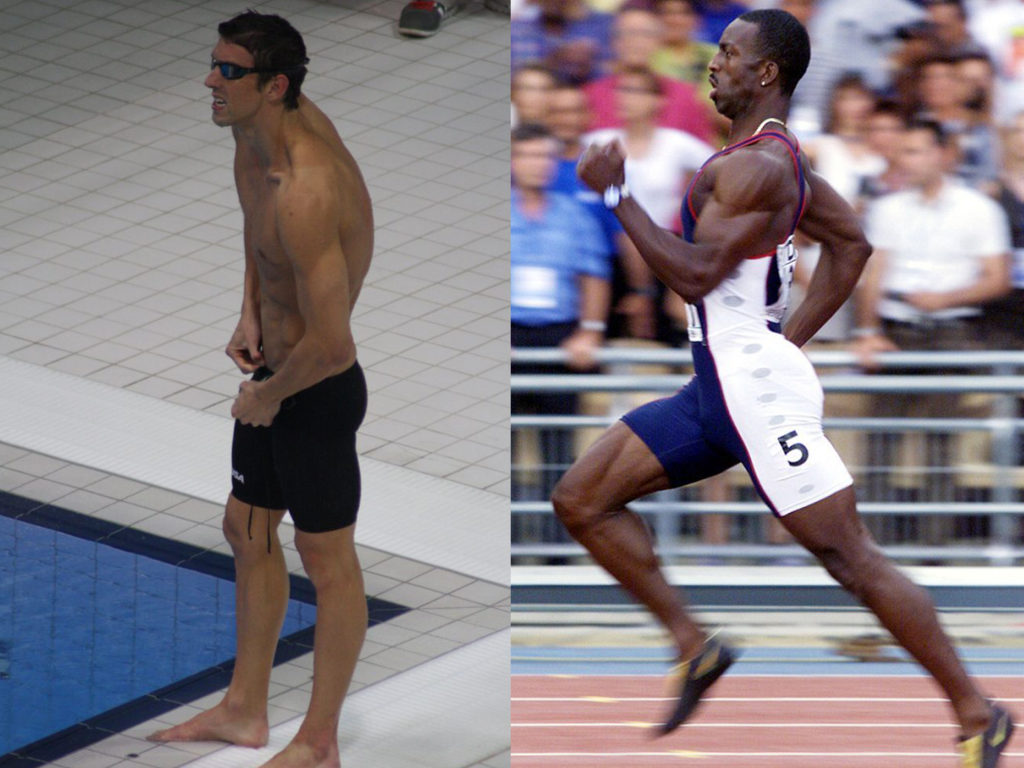 Michael Phelphs e Michael Johnson, esempi di posture "scorrette"